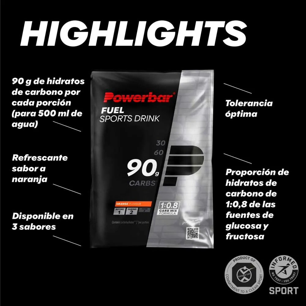 Powerbar Fuel 90 Energidrikk Enkeltdoseboks Appelsin 94g 10 Enheter, One size
