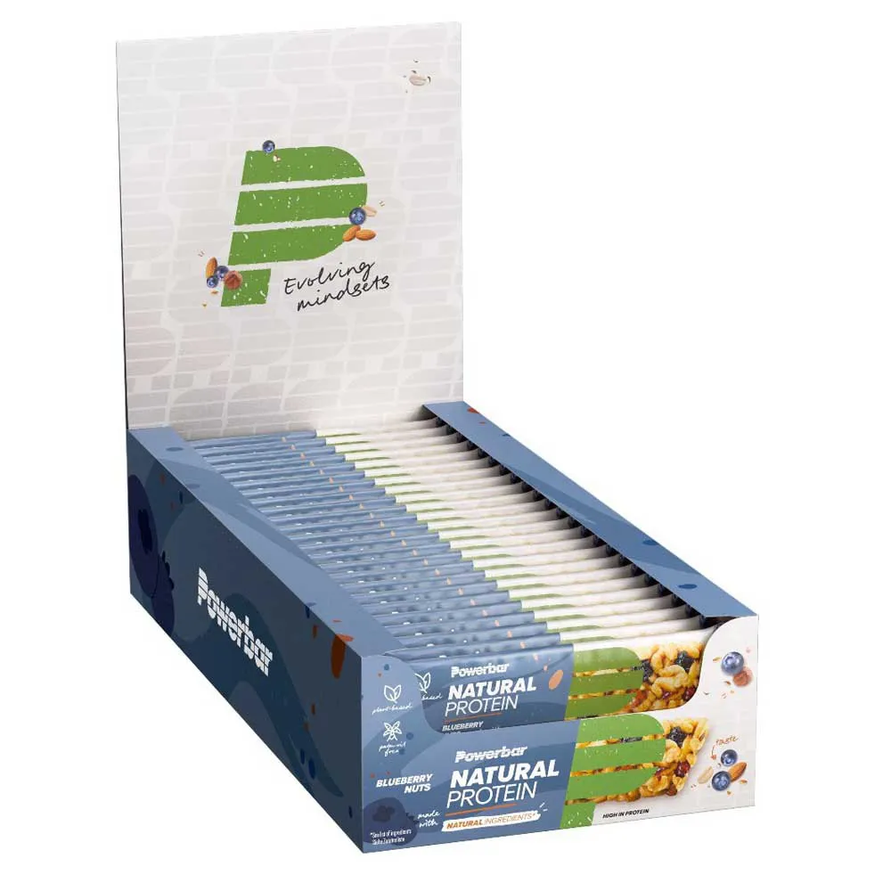 Powerbar Natural Vegan Proteinbarerboks Blåbærnøtter 40g 18 Enheter, Brown, One Size