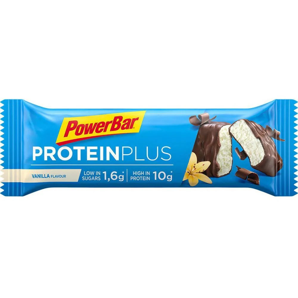 Powerbar Plus Low Sugar 30% Proteinbarerboks Vanilje 35g, Blue, One Size