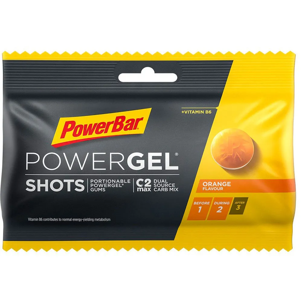 Powerbar Powergel Shot Boks Med Energigeler Appelsin 60g 24 Enheter, Black / yellow, One Size