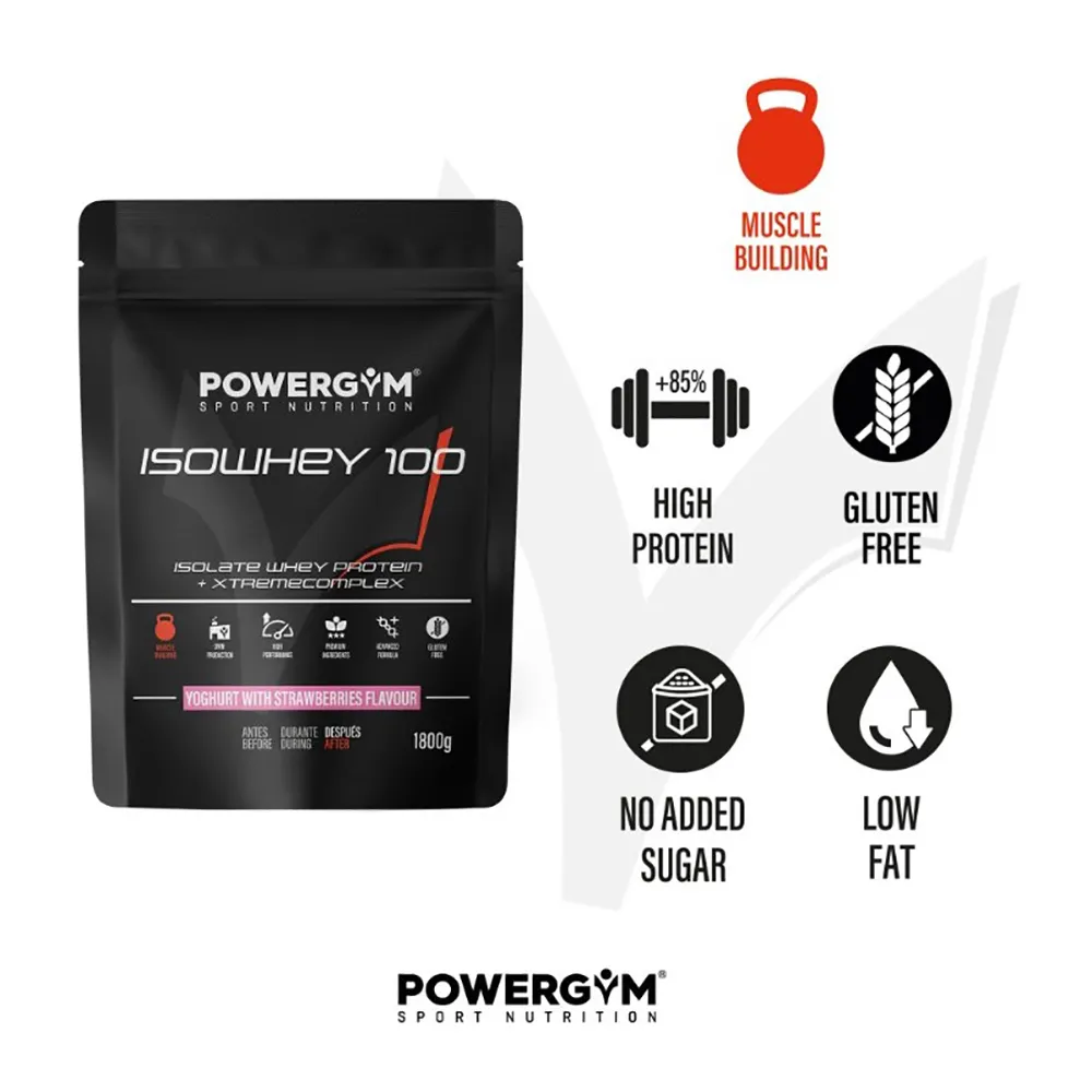 Powergym 100 Isolert Myseprotein Yoghurt Og Jordbær 1800g, Multicolor, One Size