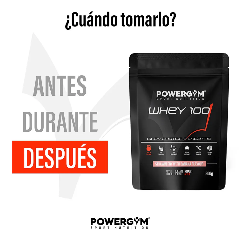 Powergym 100 Myseprotein Banan Og Jordbær 1800g, One size