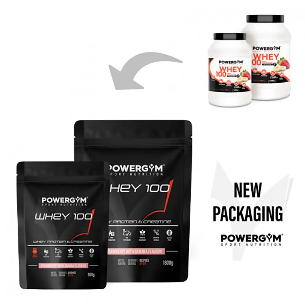Powergym 100 Myseprotein Banan Og Jordbær 900g, One size Powergym 100 Myseprotein Banan Og Jordbær 900g, One size