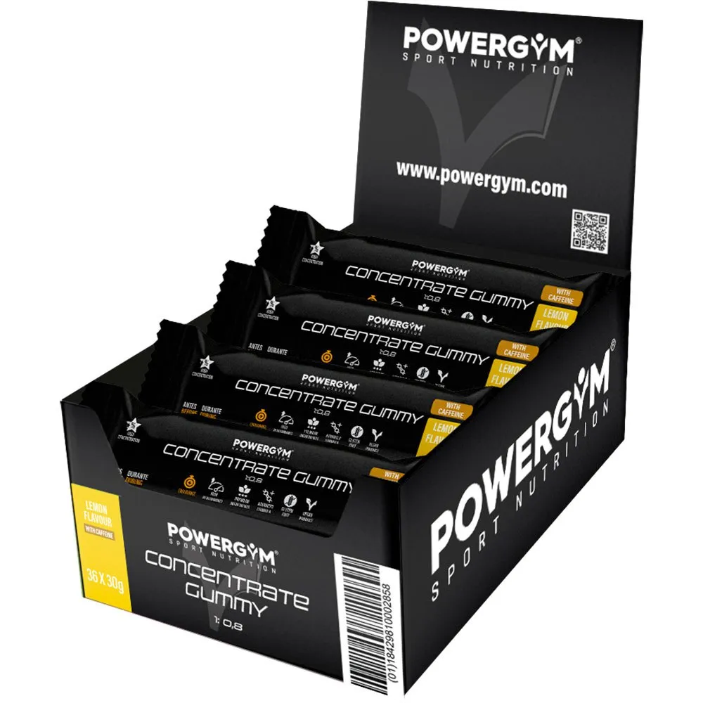 Powergym Concentrate Eske Med Energibarer Med Vingummi Sitron 30g 36 Enheter, One size Powergym Concentrate Eske Med Energibarer Med Vingummi Sitron 30g 36 Enheter, One size