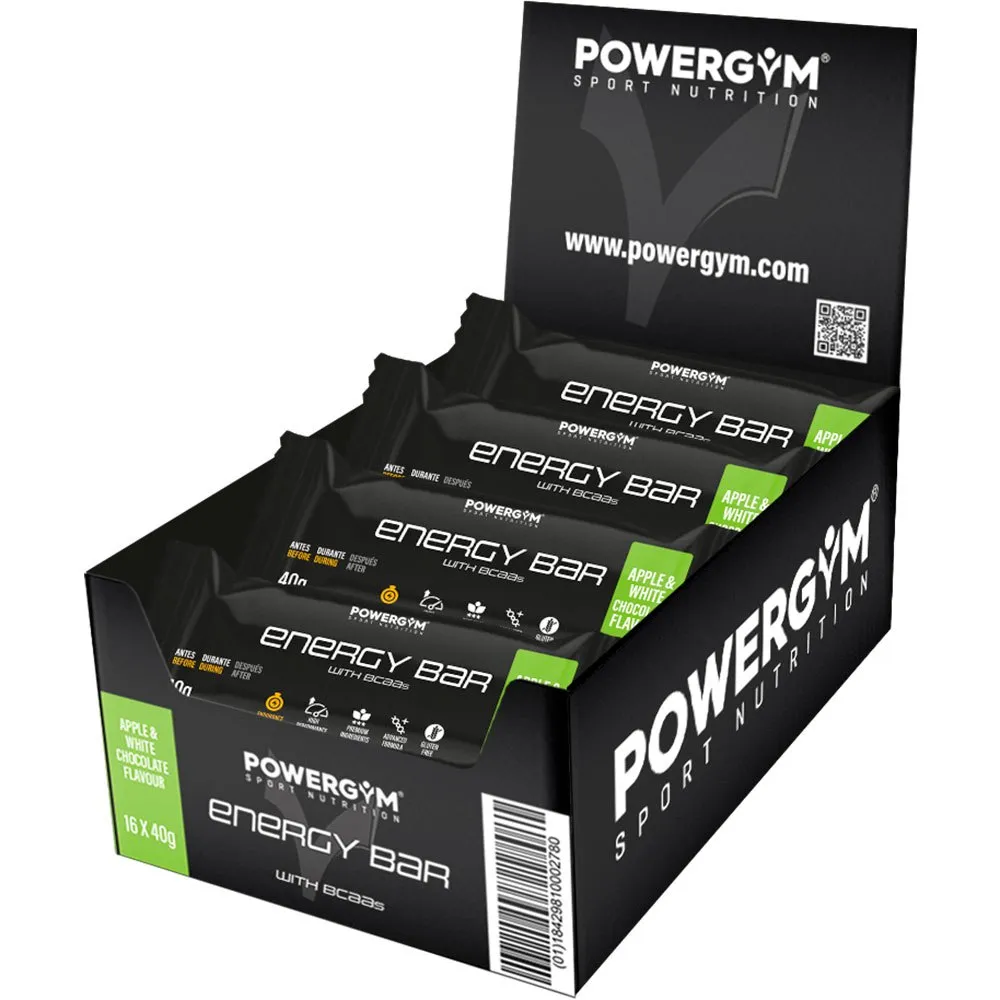 Powergym Energibar Boks Eple Og Hvit Sjokolade 40g 24 Enheter, Black, One Size Powergym Energibar Boks Eple Og Hvit Sjokolade 40g 24 Enheter, Black, One Size