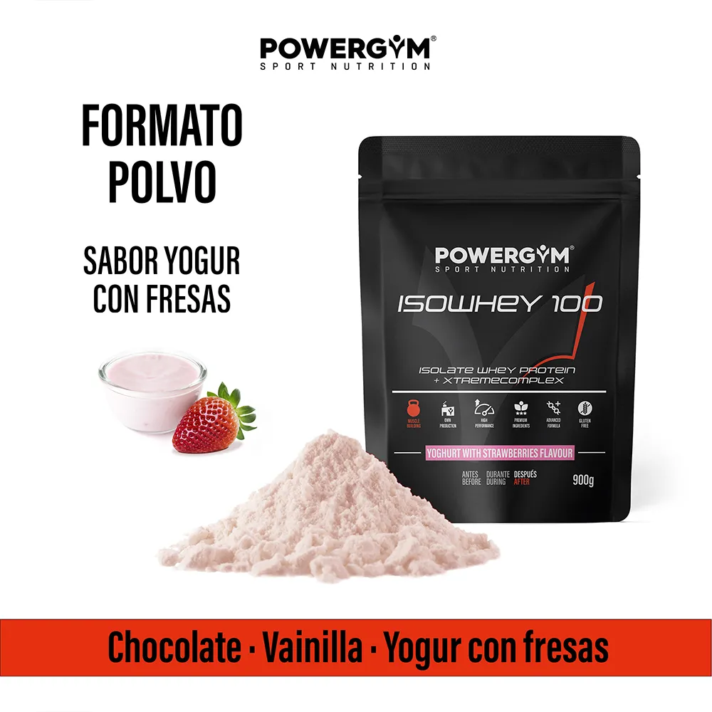 Powergym Isowhey 100 Isolert Myseprotein Yoghurt Og Jordbær 900g, One size