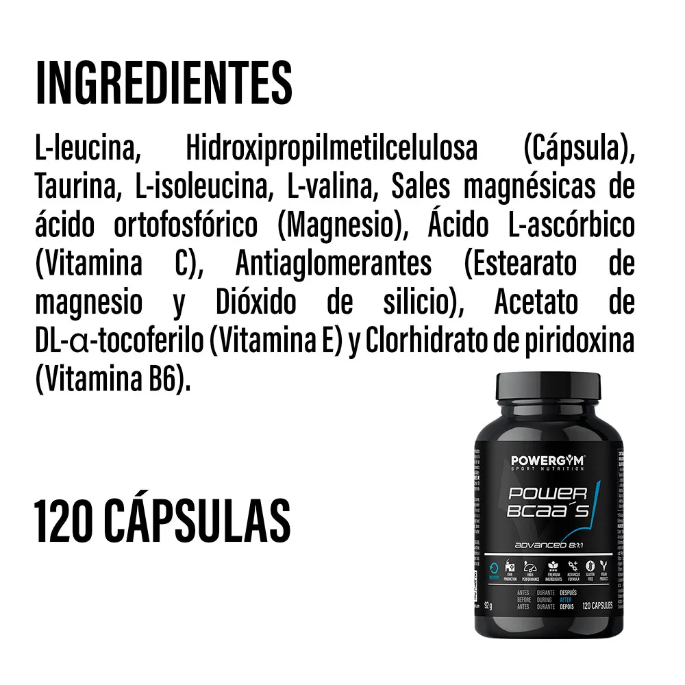 Powergym Power Bcaa´s Kapsler 120 Enheter, Neutral
