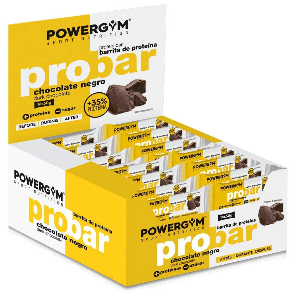 Powergym Probar Proteinbarerboks Mørk Sjokolade 50g 16 Enheter, Yellow, One Size Powergym Probar Proteinbarerboks Mørk Sjokolade 50g 16 Enheter, Yellow, One Size
