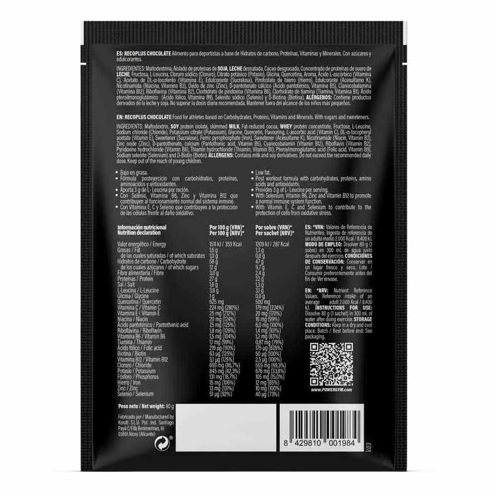 Powergym Recoplus Gjenopprettingsboks Med Enkeltdoser Sjokolade 80g 15 Enheter, White, One Size Powergym Recoplus Gjenopprettingsboks Med Enkeltdoser Sjokolade 80g 15 Enheter, White, One Size