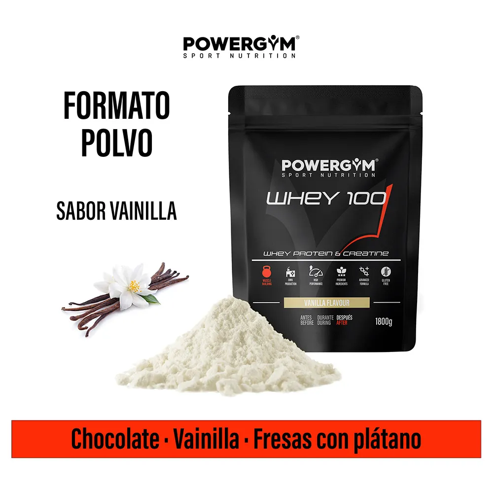 Powergym Whey 100 Protein Vanilje 1800g, One size