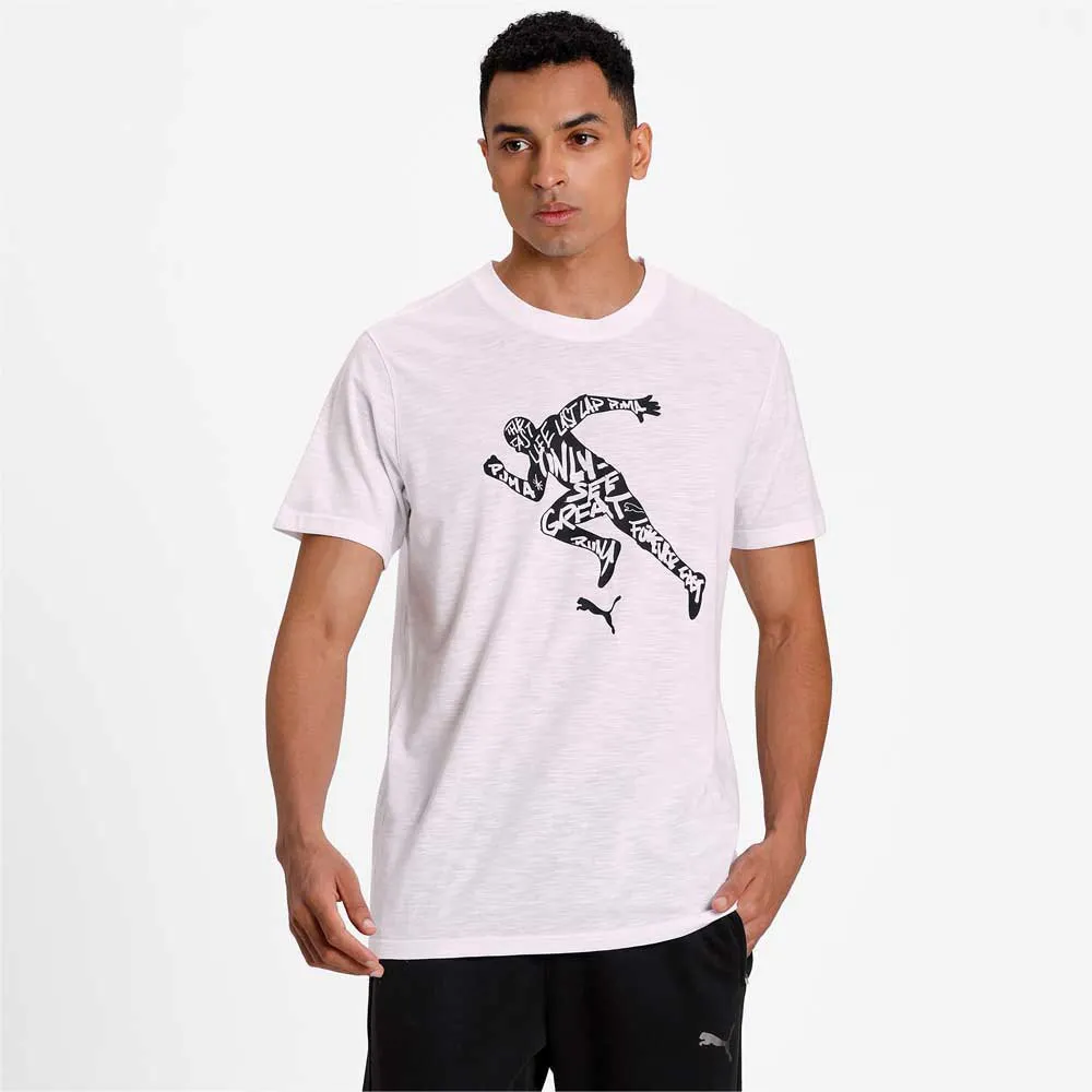 Puma Performance Graphic Kortarmet T-skjorte male, Puma white / osg runner