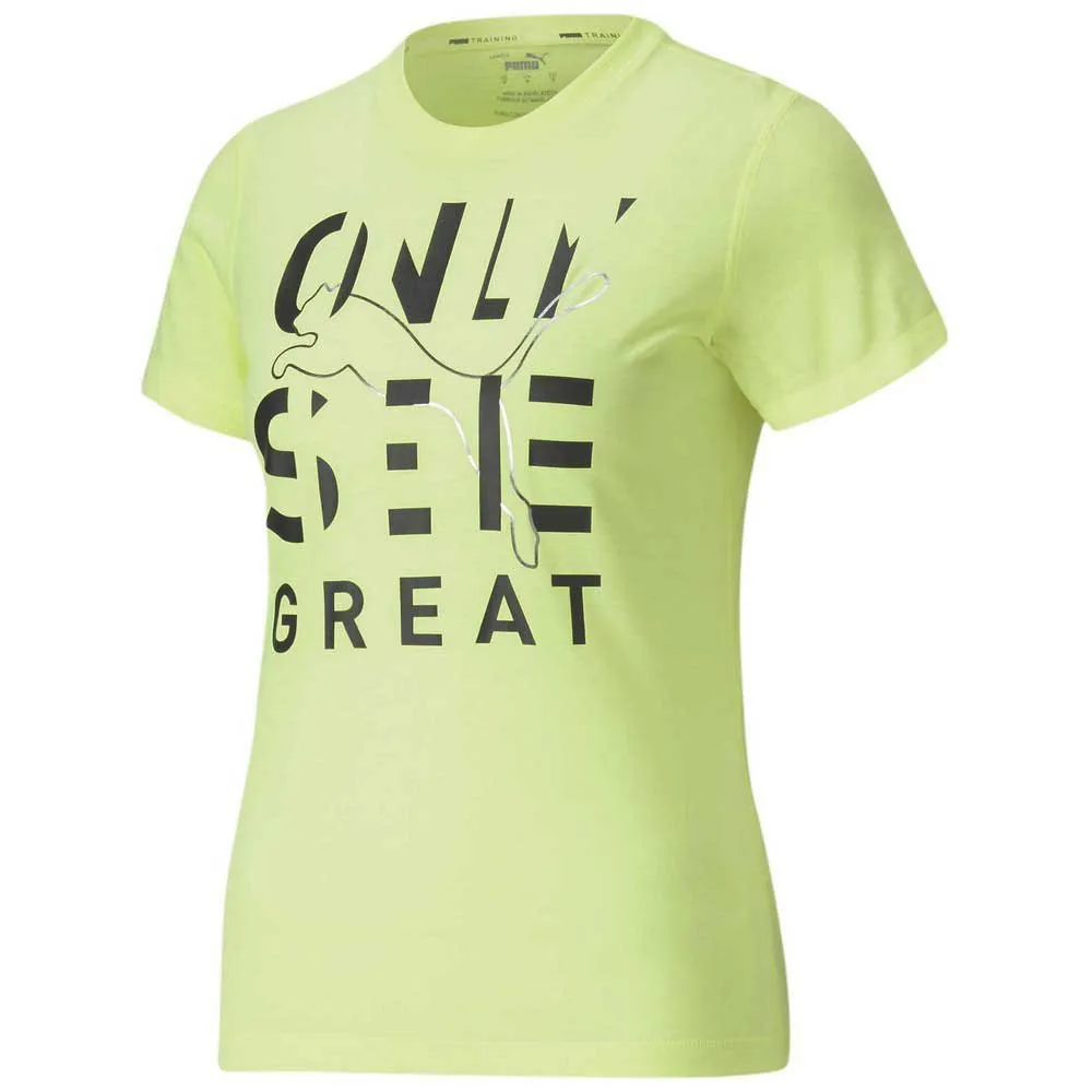 Puma Performance Slogan Kortarmet T-skjorte female, Fizzy yellow / black osg print