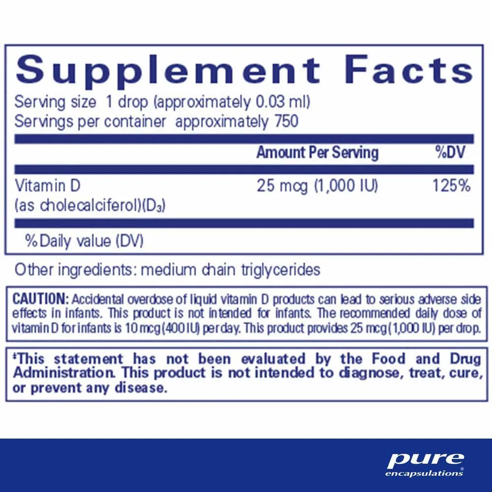 Pure Encapsulations D-vitamin Kosttilskudd 22.5ml, One size Pure Encapsulations D-vitamin Kosttilskudd 22.5ml, One size