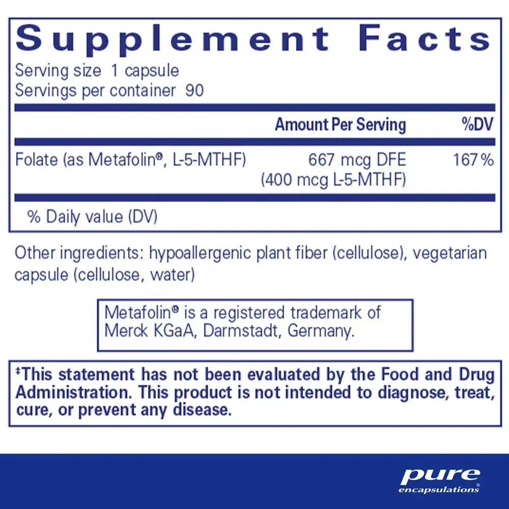 Pure Encapsulations Folate 400 Kapsler 90 Enheter, One size Pure Encapsulations Folate 400 Kapsler 90 Enheter, One size