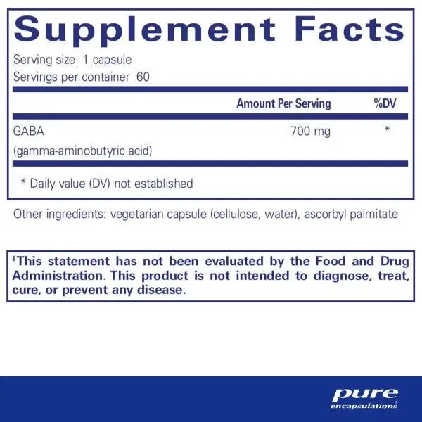 Pure Encapsulations Gaba Kapsler 60 Enheter, One size