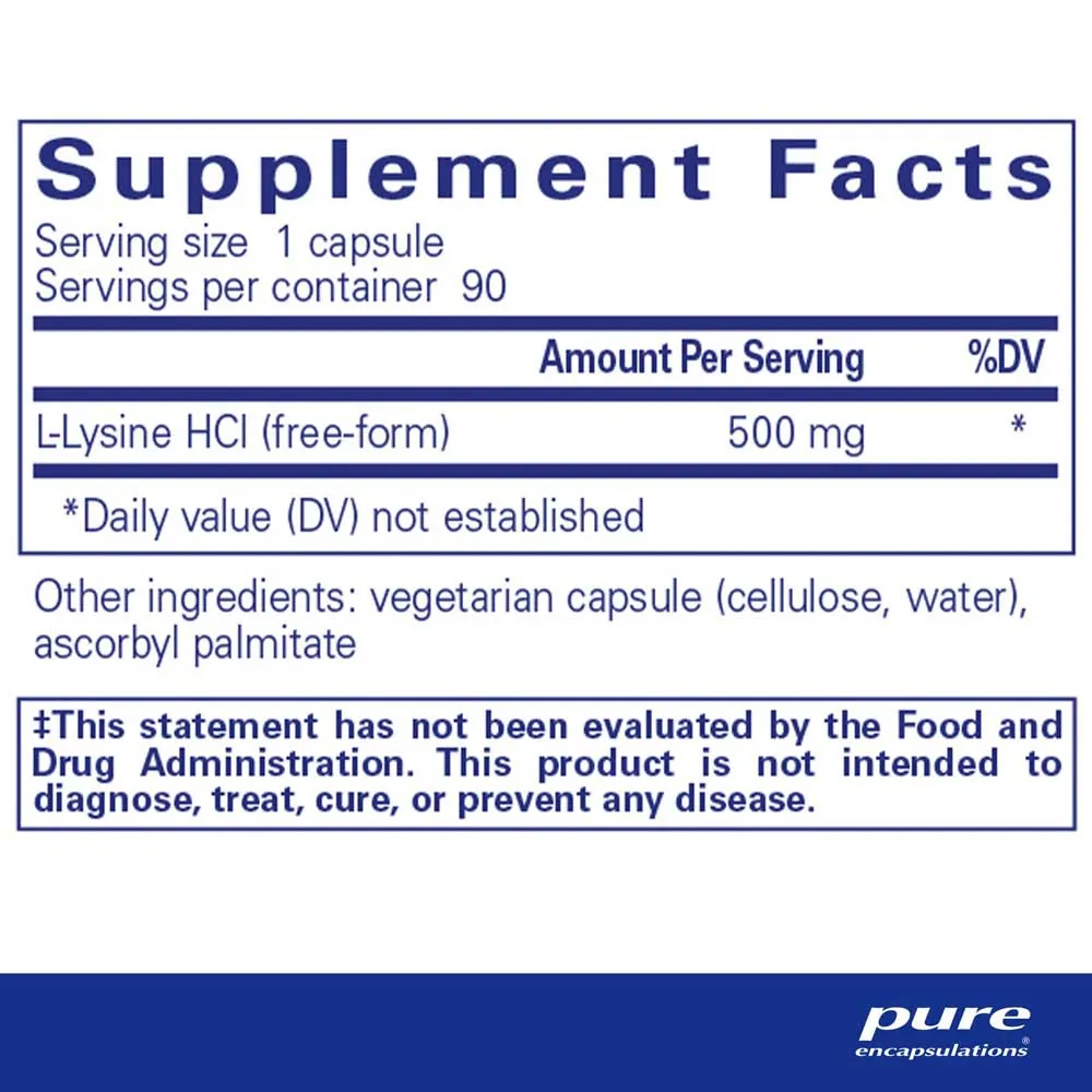 Pure Encapsulations L-lysine Kapsler 90 Enheter, One size