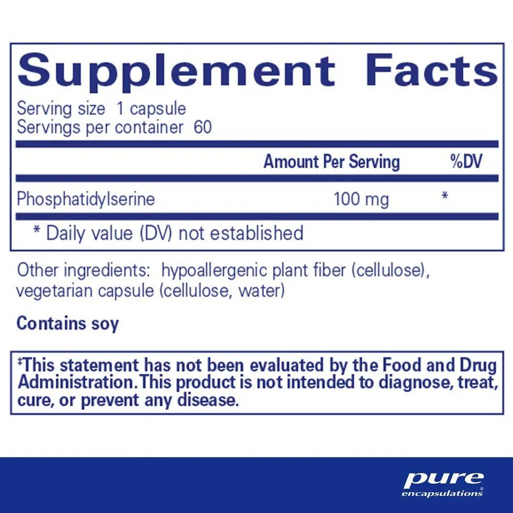 Pure Encapsulations Phosphatidyl Serine Kapsler 60 Enheter, One size