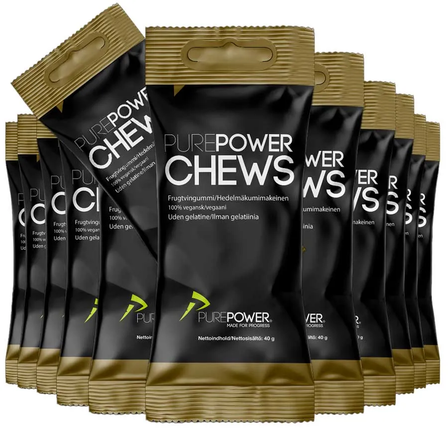 PurePower Chews energivingummi frugtmiks 40 g 12 stk