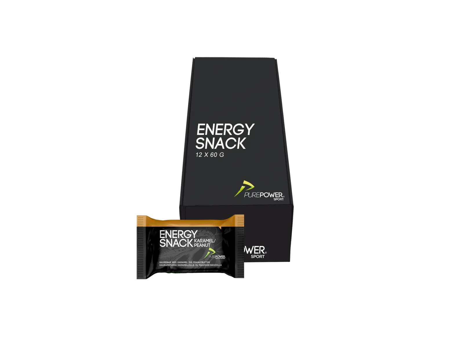 PurePower Energy Snack energibar karamel/peanuts 60 g. - 12 stk.
