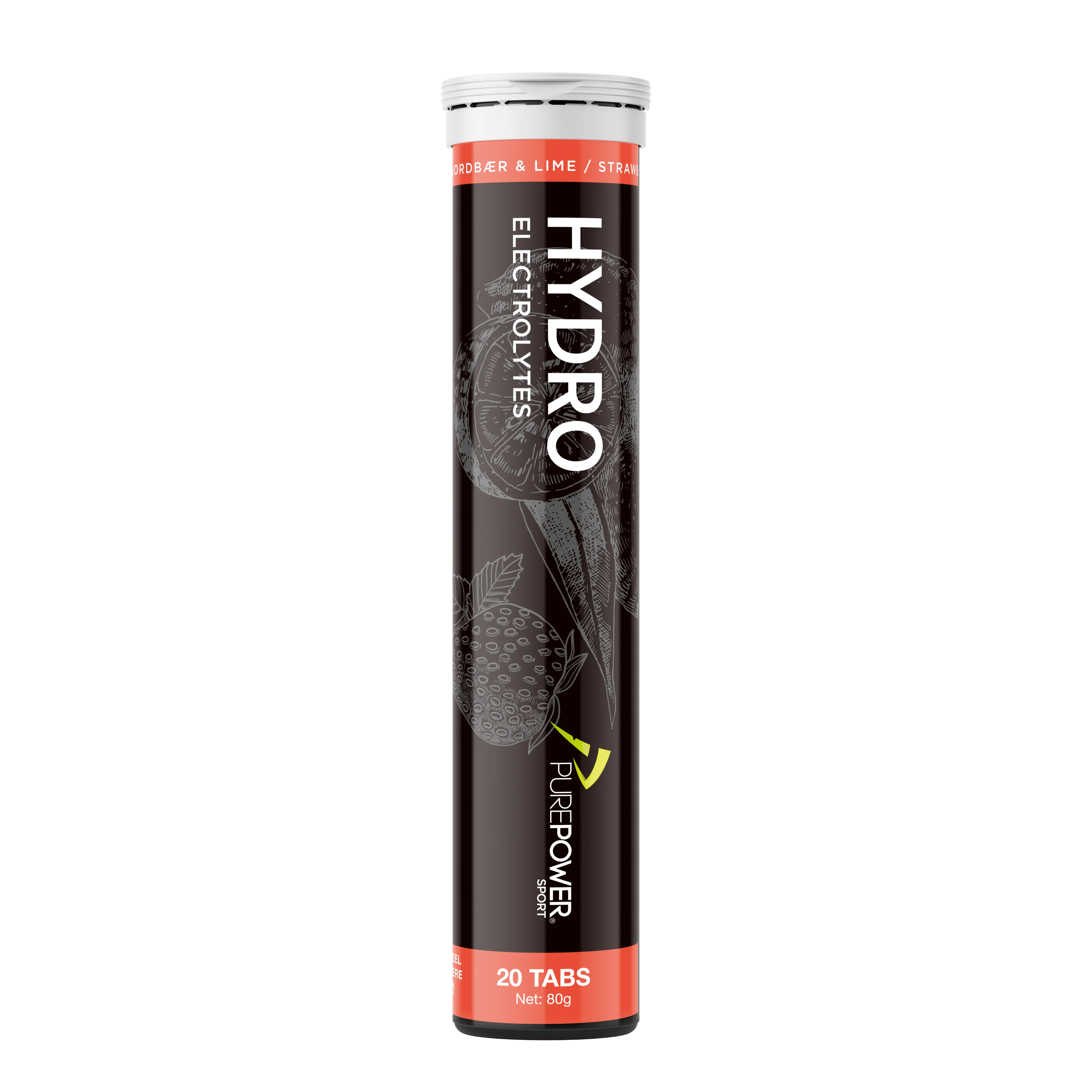 PurePower Hydro Jordbær og Lime Tabletter