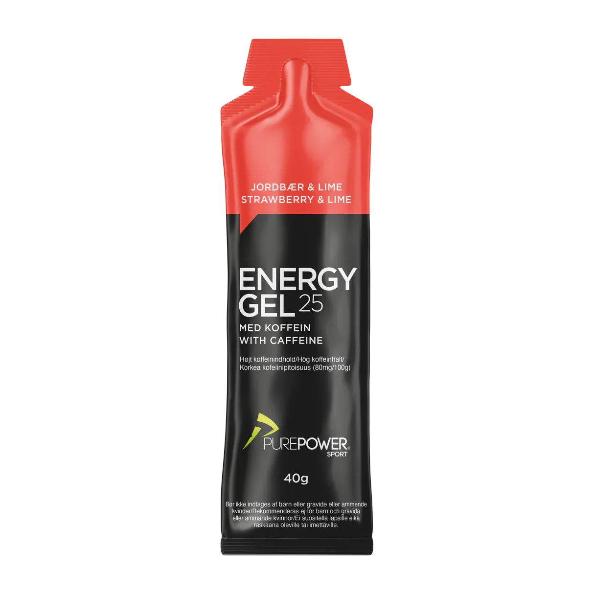 PurePower Koffein Jordbær og Lime Energigel