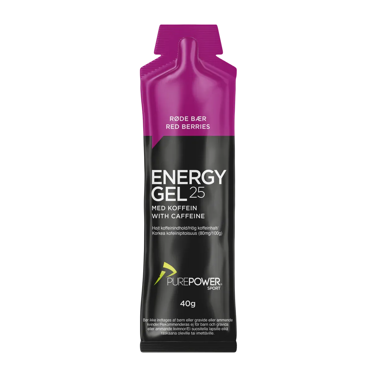 PurePower Koffein Røde Bær Energigel 12 stk