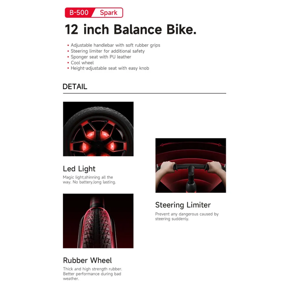 Qplay Spark 12´´ With Led Lights Løpesykkel, Barnesykkel