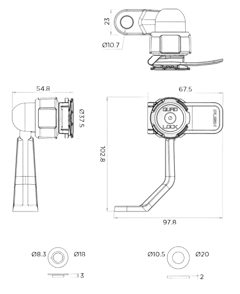 Quad Lock Motorcycle Mirror Stem Mount