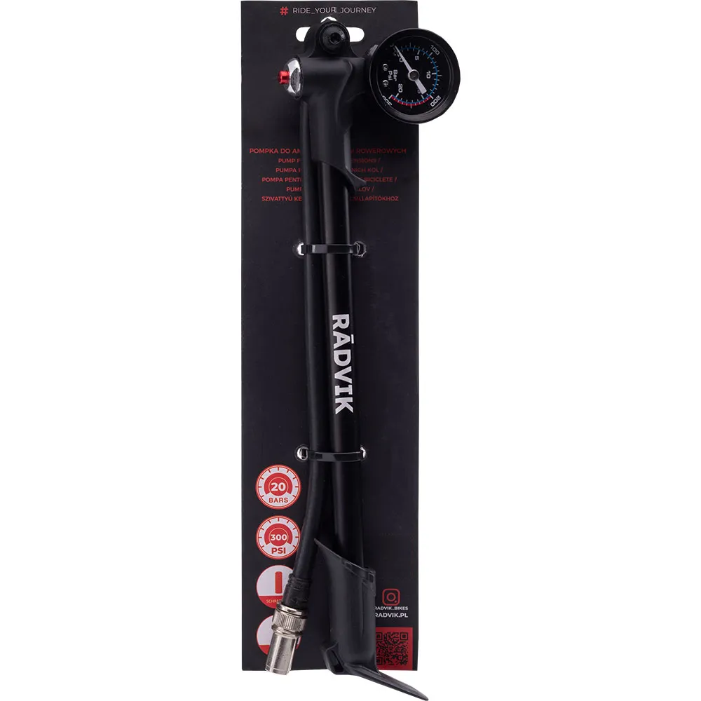 Radvik Amorbar Sykkelpumpe, Black, 300psi