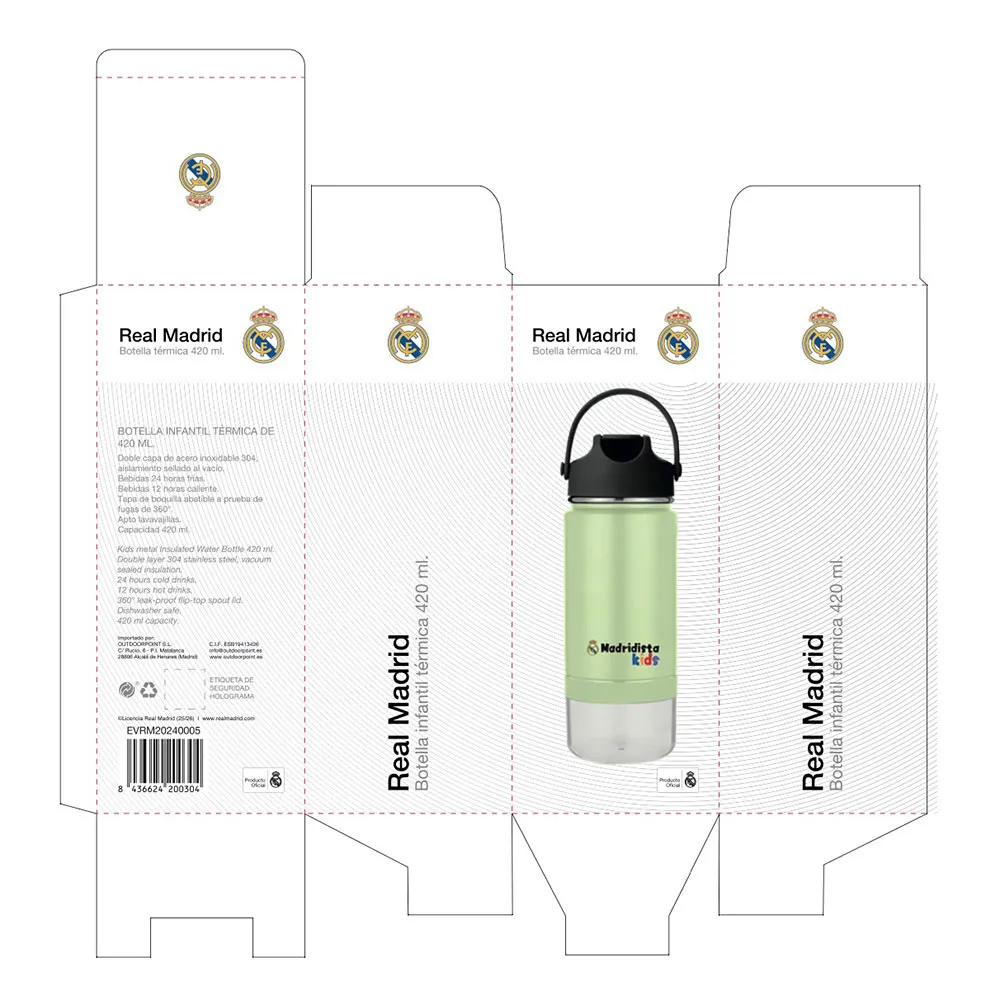 REAL Termosflaske For Barn 420ml, White / blue, One Size REAL Termosflaske For Barn 420ml, White / blue, One Size