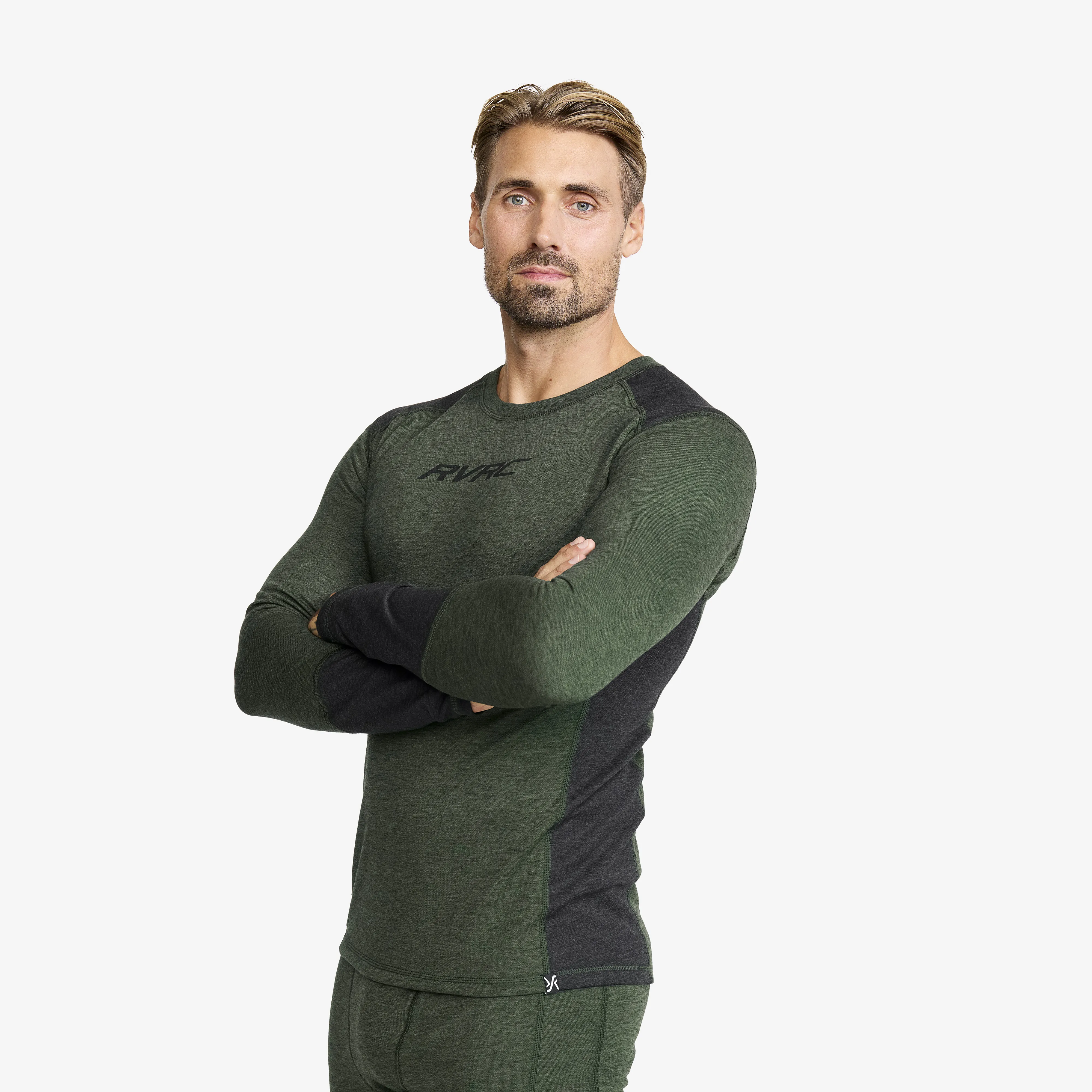 RevolutionRace North Merino Top Herre, Rosin Green/Black