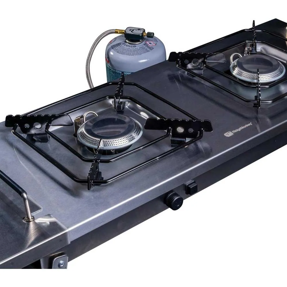 Ridgemonkey Cookstation Double Gasskomfyr For Camping, Black, One Size Ridgemonkey Cookstation Double Gasskomfyr For Camping, Black, One Size