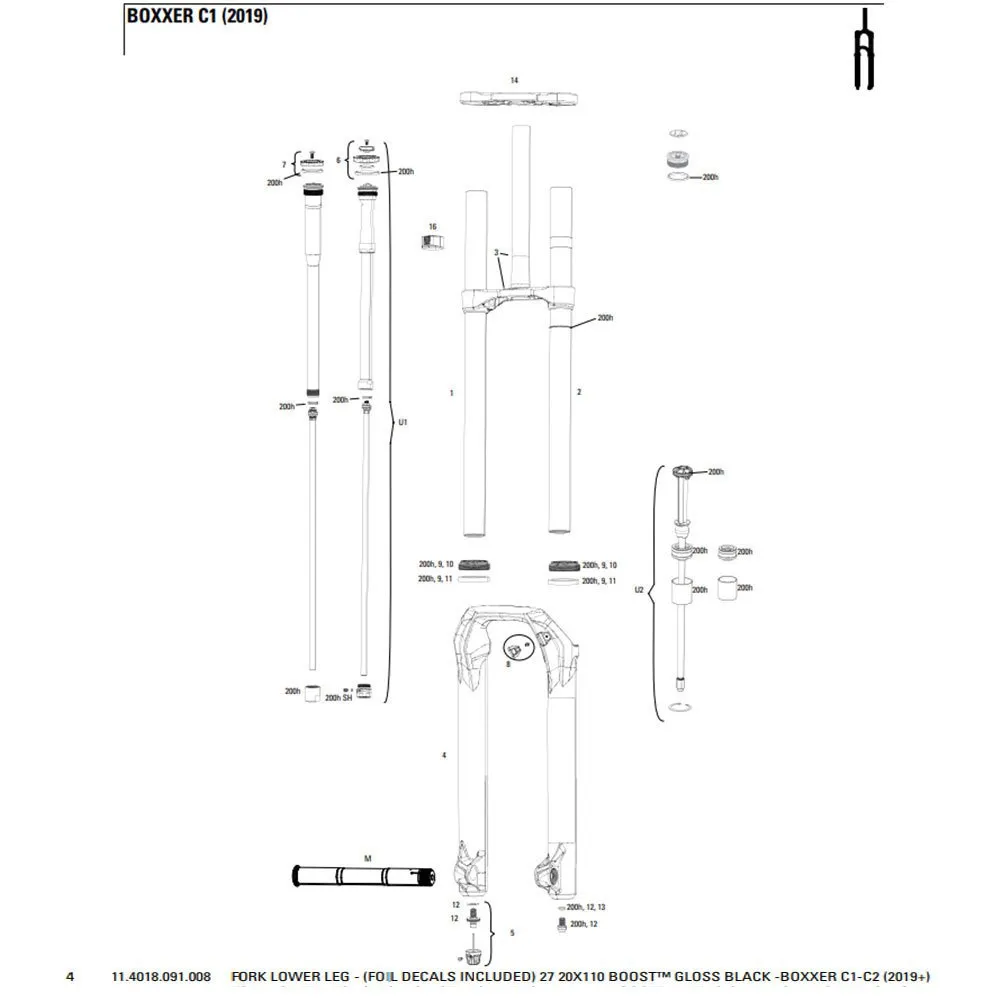 Rock Shox Boxxer C1 2019+ 27´´ Boost Ultimate Gaffel Senkes, Black, One Size