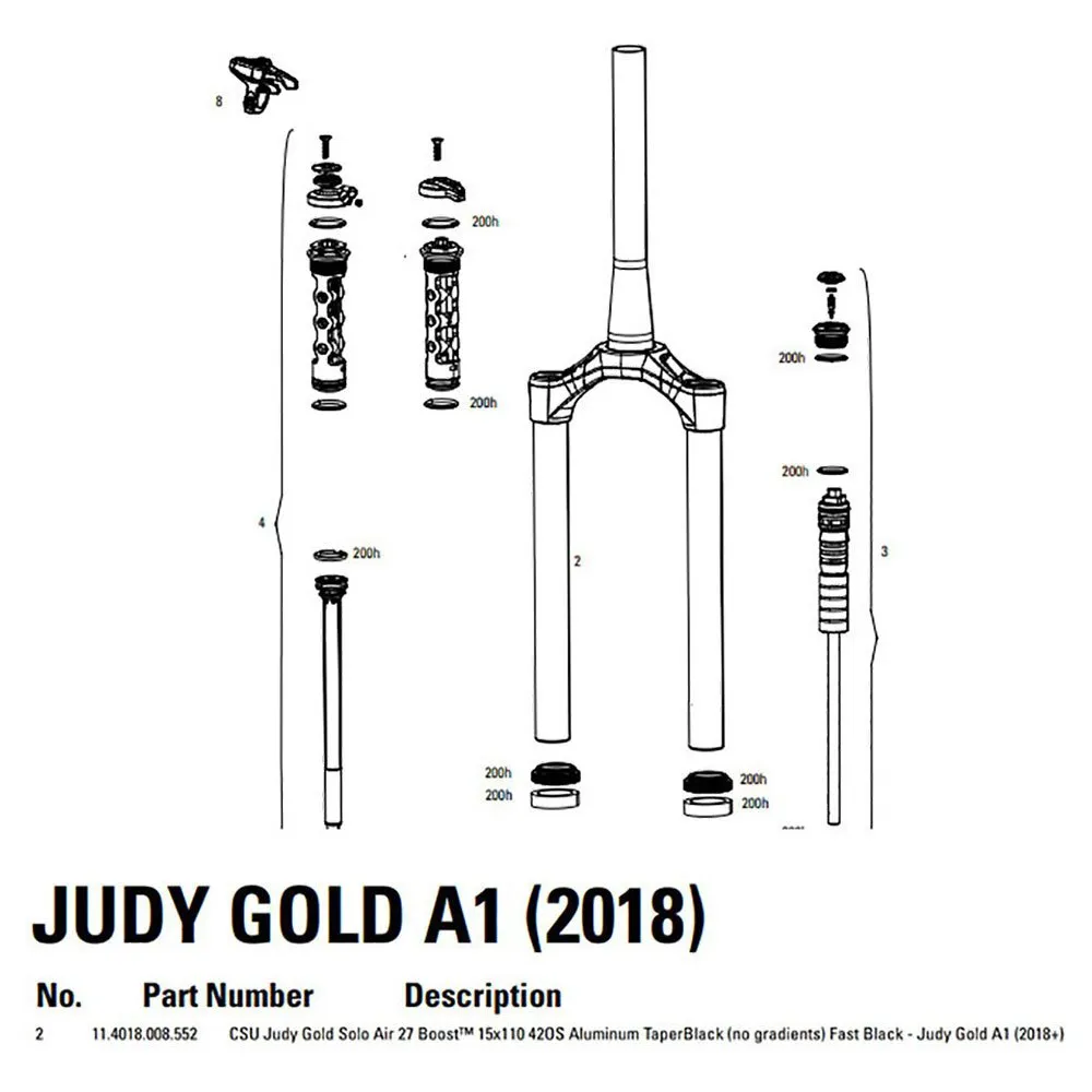 Rock Shox Gull Judy Boost Solo Air 42os Tetningssett, Black, 27.5"
