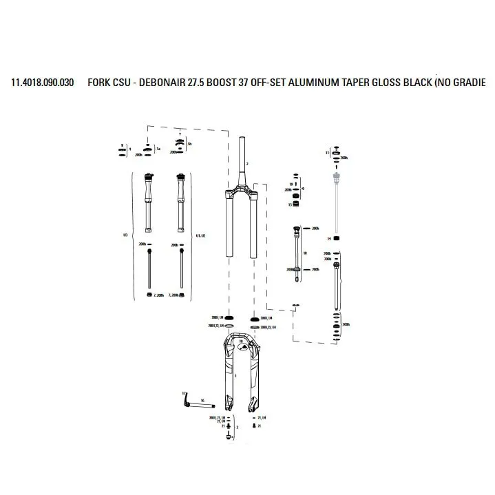 Rock Shox Lyrik Ultimate Debonair 37 Offset Gaffel For Krone/styrerør/overrør-samling, Black, 27.5"