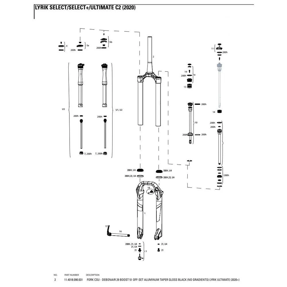 Rock Shox Lyrik Ultimate Debonair Gaffel For Krone/styrerør/overrør-samling, Black, 29B"
