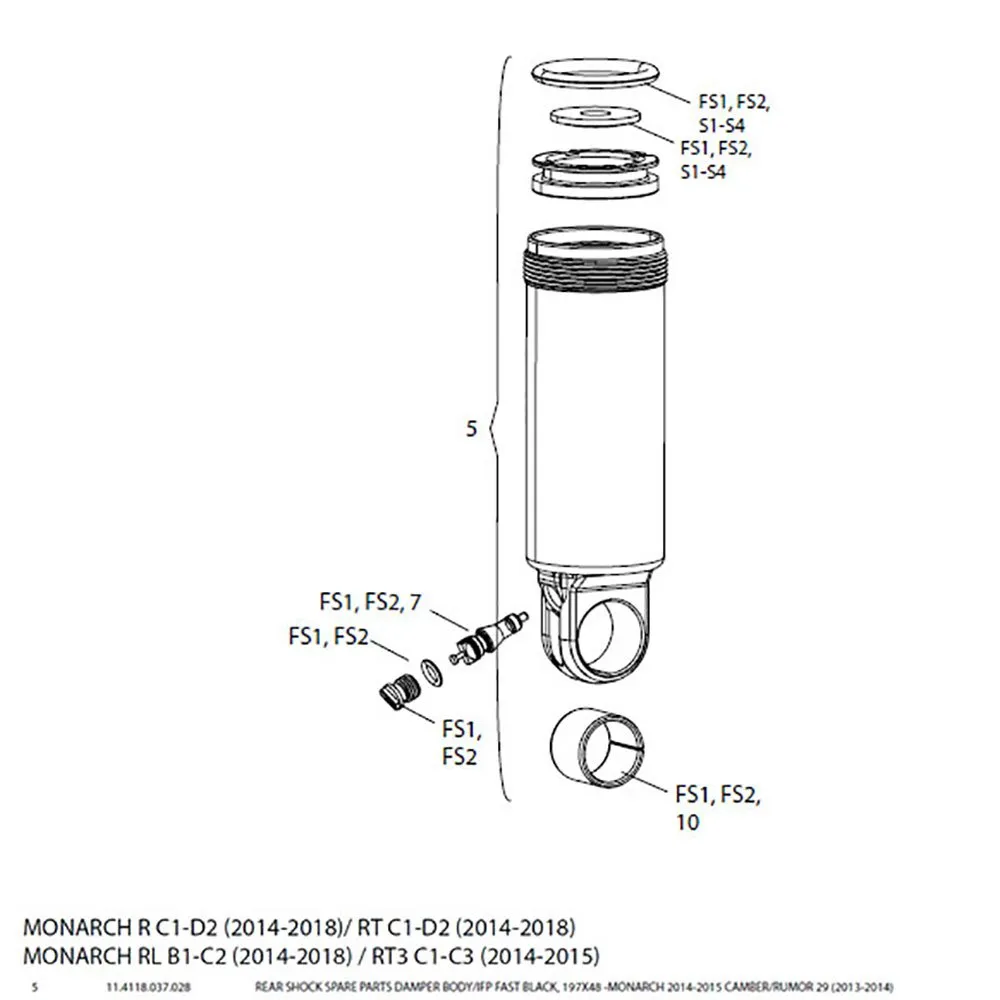 Rock Shox Monarch Damper Body Camber Evo 29 Selskap, Black, 197 x 48mm