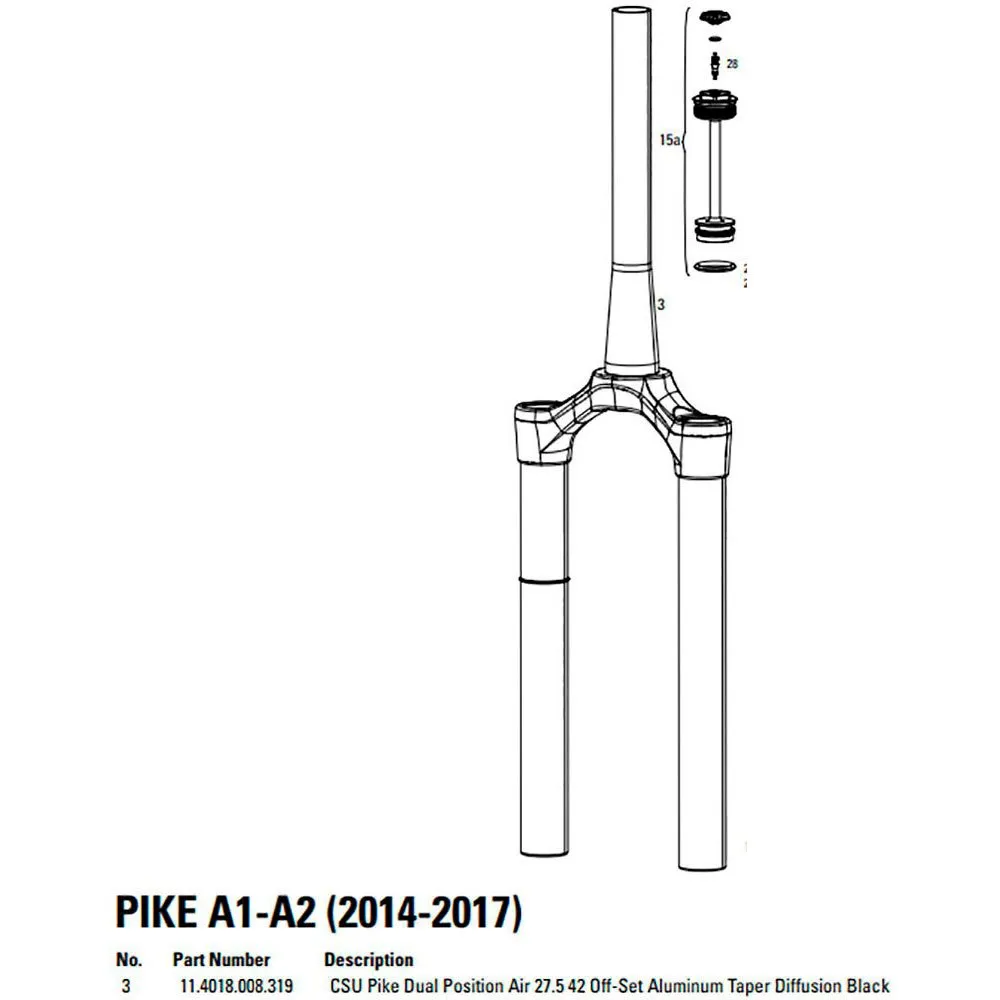 Rock Shox Pike Dual-p Air Gaffel For Krone/styrerør/overrør-samling, Black, 27.5" Rock Shox Pike Dual-p Air Gaffel For Krone/styrerør/overrør-samling, Black, 27.5"