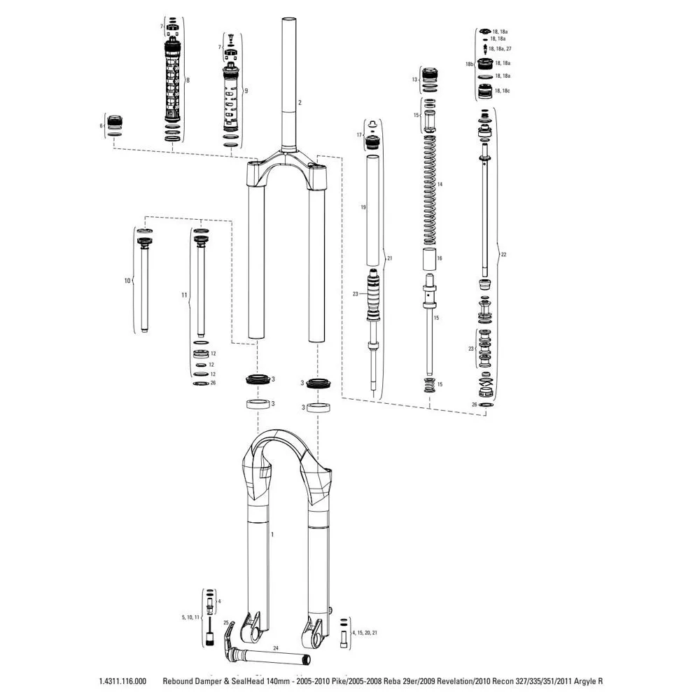 Rock Shox Pike/reba 29´´/revelation Rebound-demper+tetningshode 140 Mm, Silver / red / black, One Size Rock Shox Pike/reba 29´´/revelation Rebound-demper+tetningshode 140 Mm, Silver / red / black, One Size