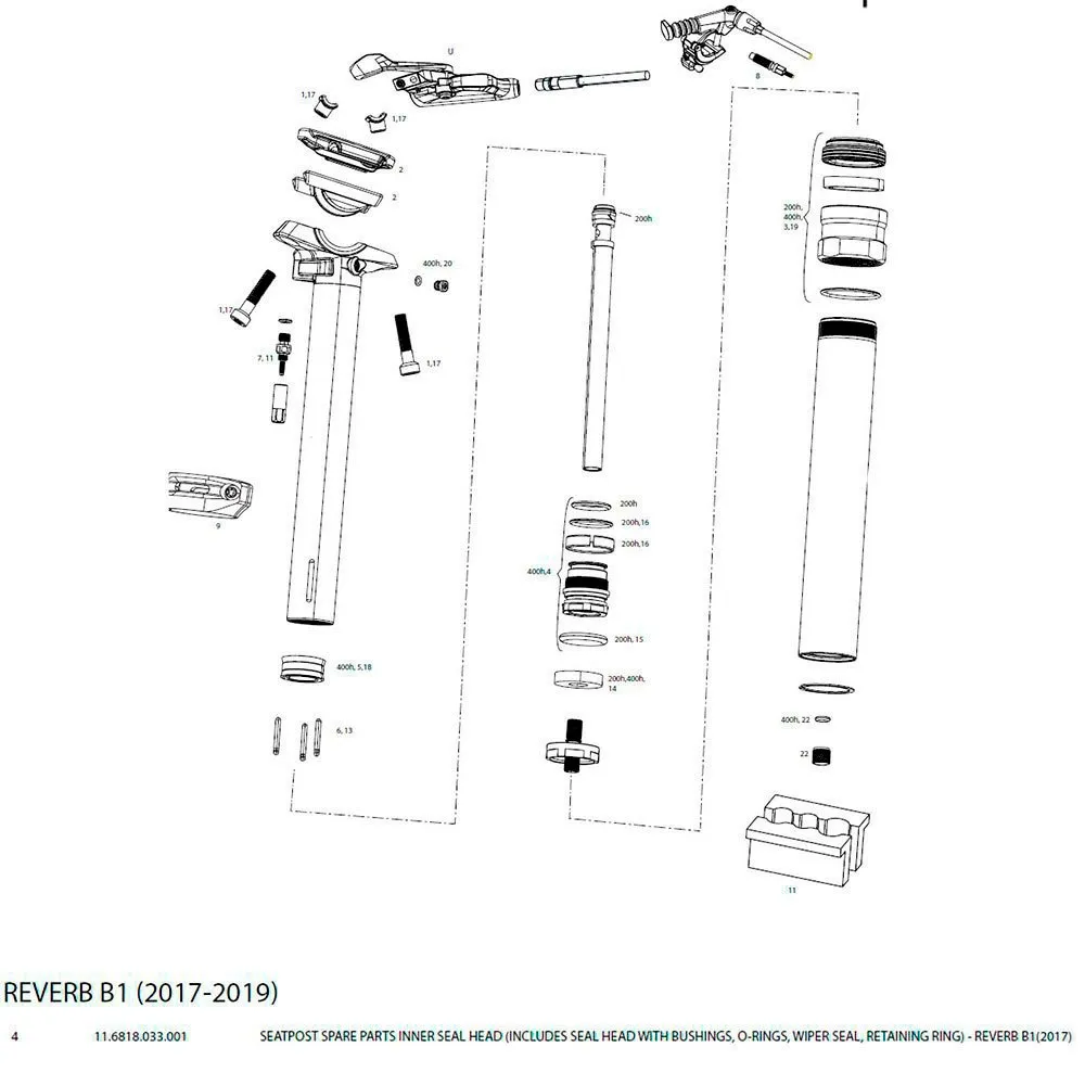 Rock Shox Reverb Inner B1 2017 Pakning, Gold, One Size