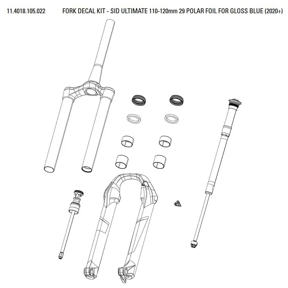 Rock Shox Sid Ultimate Klistremerkesett, Polar foil for gloss blue, 27.5-29"