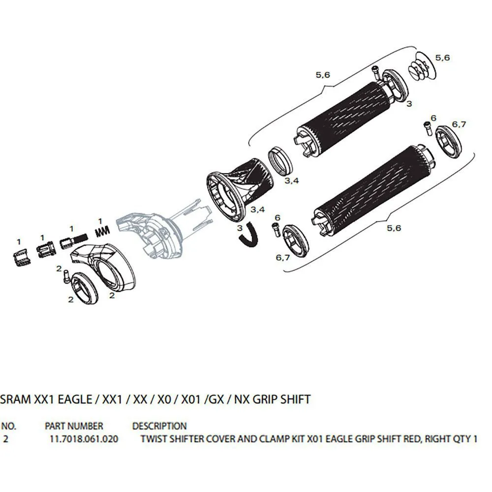 Rock Shox Sram Gripshift X01 Eagle Red Klemme, Black / red, One Size