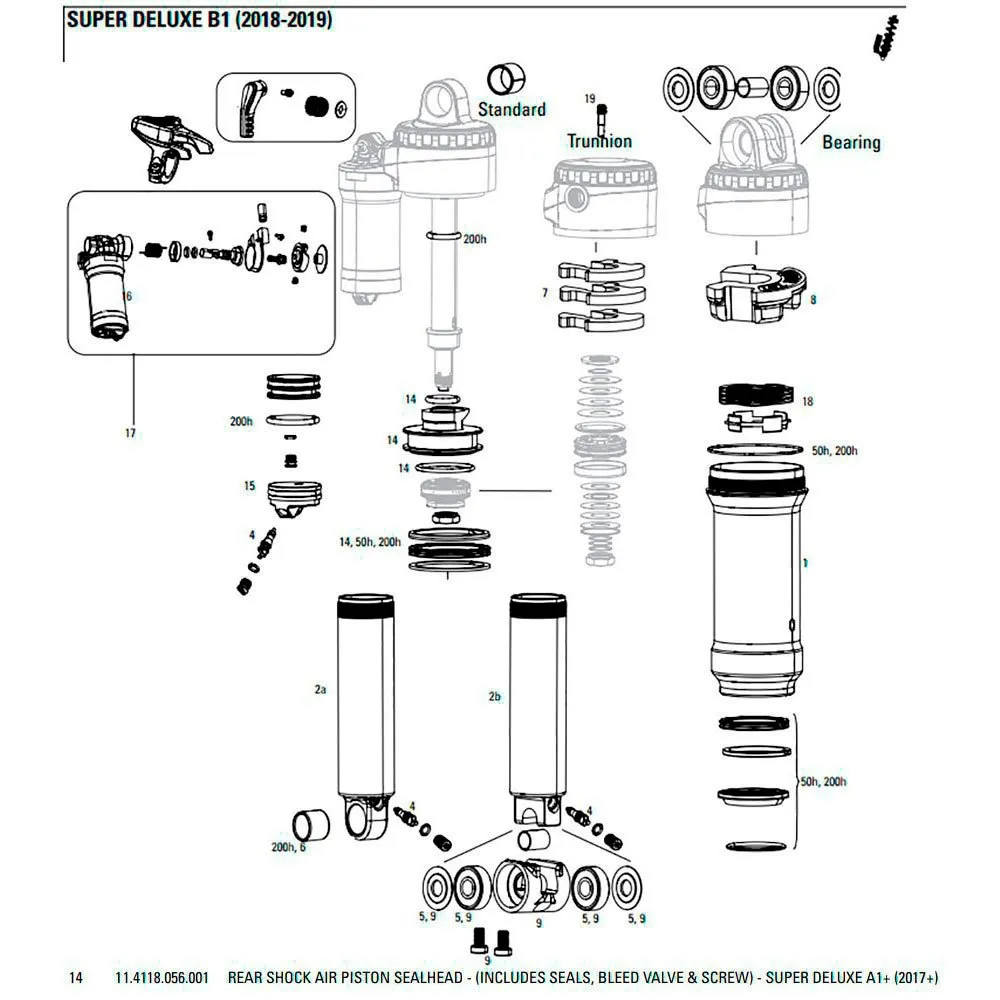 Rock Shox Super Deluxe A1 2017+ Stempelsett, Black, One Size Rock Shox Super Deluxe A1 2017+ Stempelsett, Black, One Size