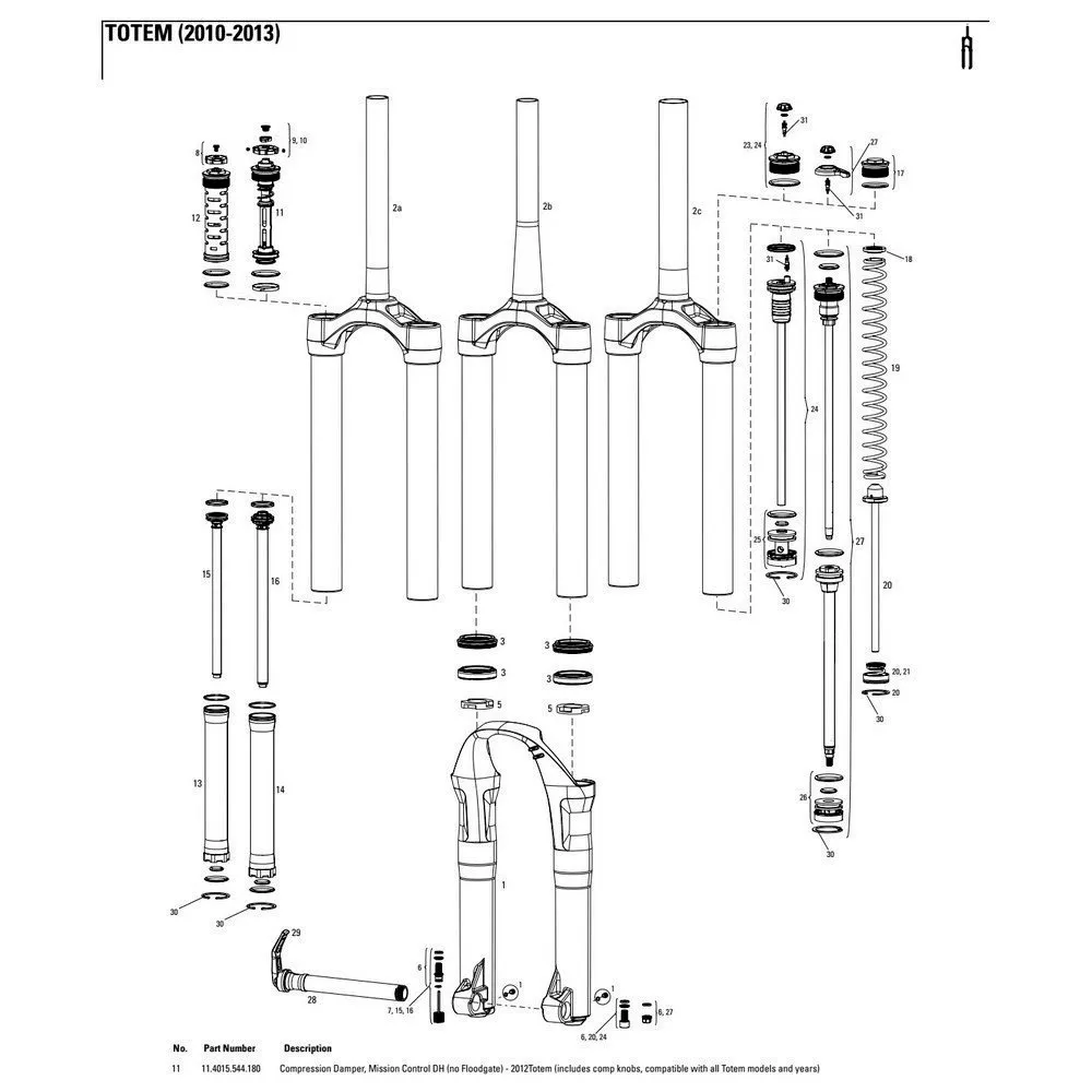 Rock Shox Totem Motion Control Dh Kompresjonsdemper, Black / blue, One Size