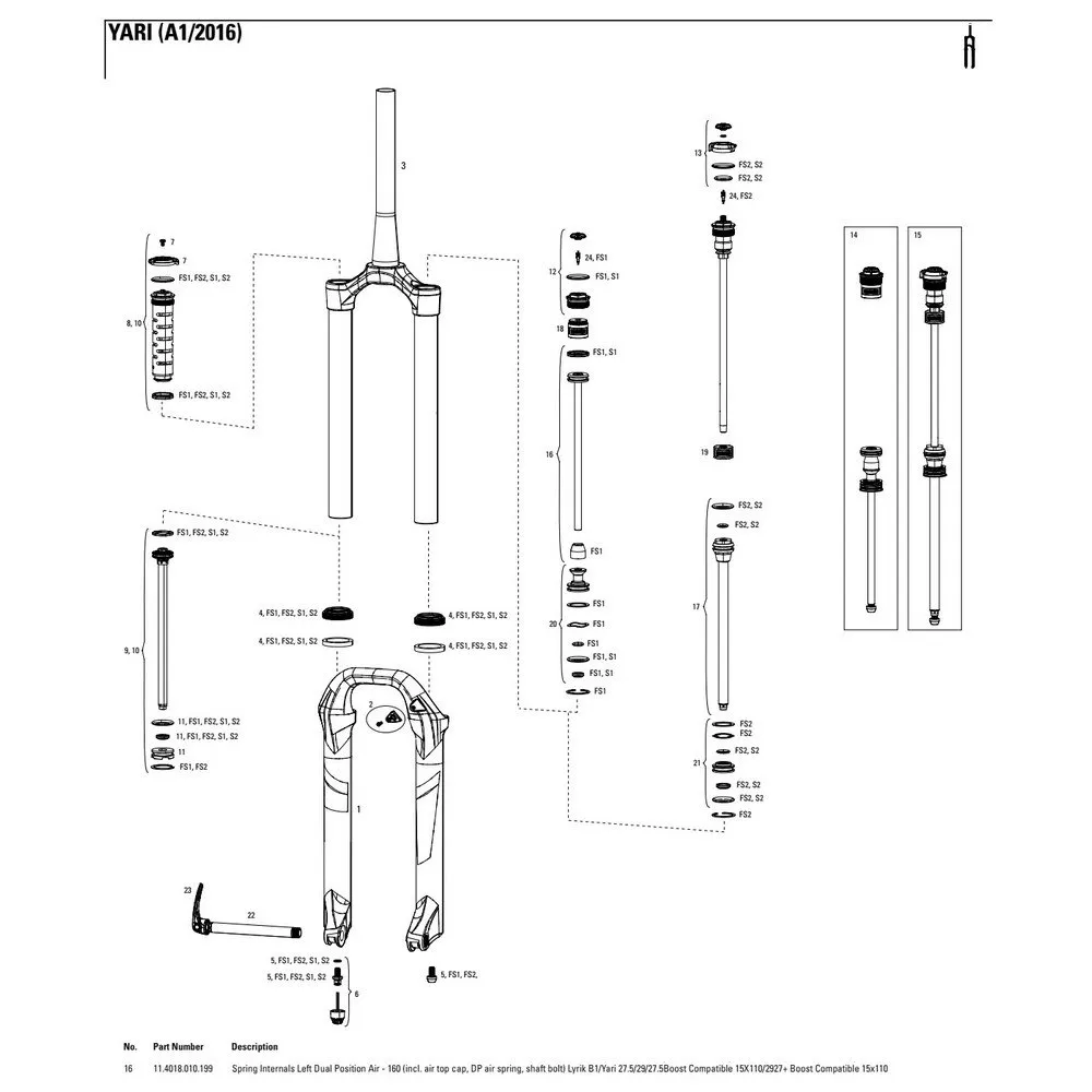 Rock Shox Yari/lyrik 160 Mmdual Position Air Left Springs Interne, Black, One Size