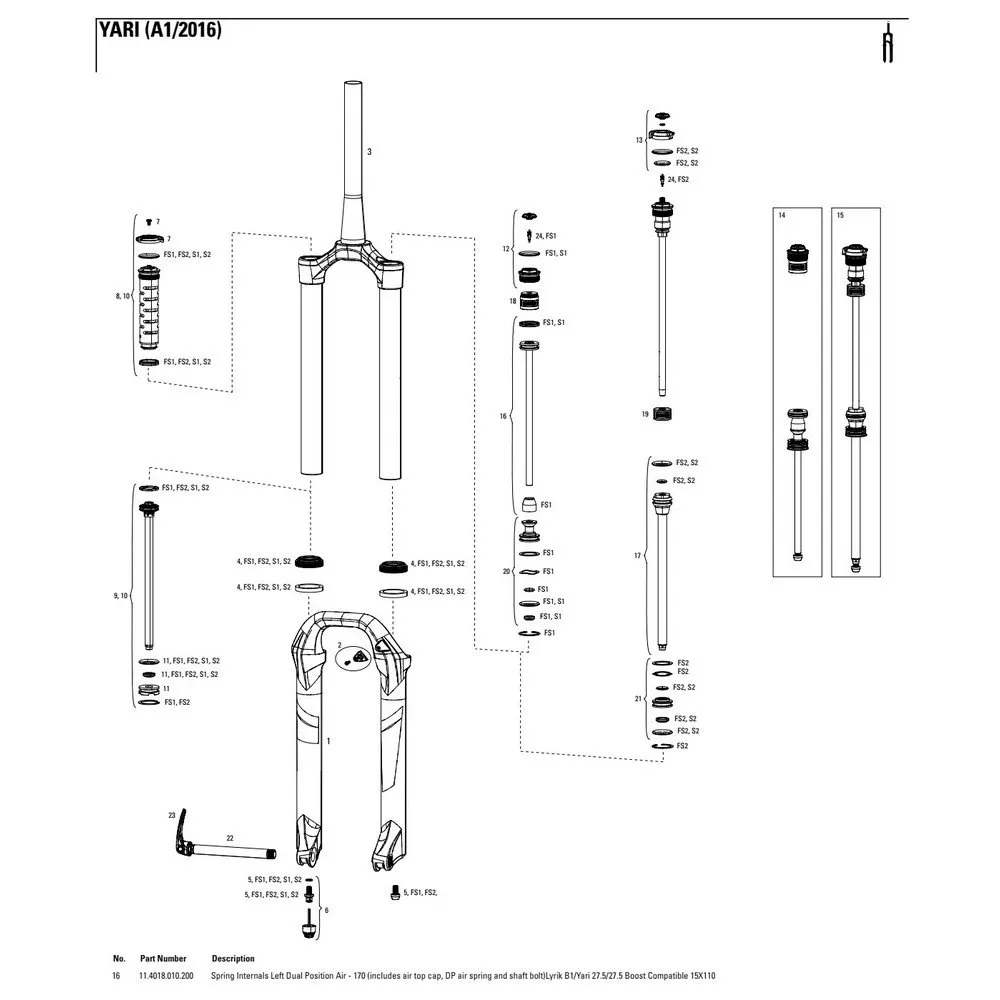 Rock Shox Yari/lyrik 27.5´´ 170 Mm Dual Position Air Left Springs Interne, Black, One Size Rock Shox Yari/lyrik 27.5´´ 170 Mm Dual Position Air Left Springs Interne, Black, One Size