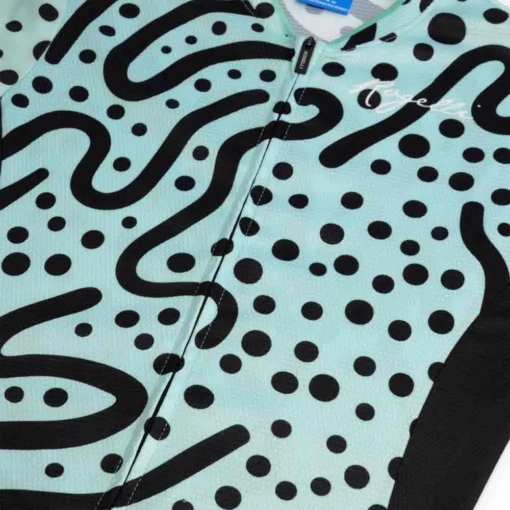 Rogelli Abstract Kort Ermet Trøye, Turquoise / black, XL