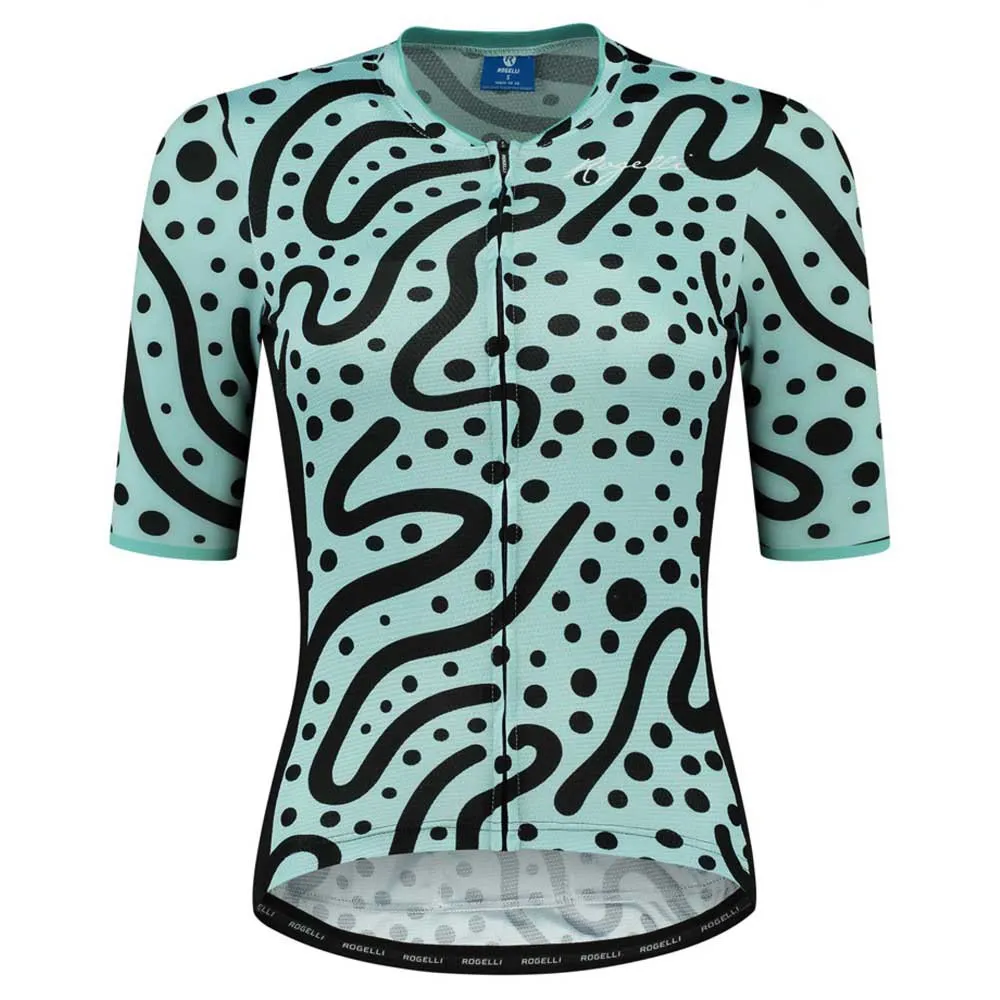 Rogelli Abstract Kort Ermet Trøye, Turquoise / black, XL