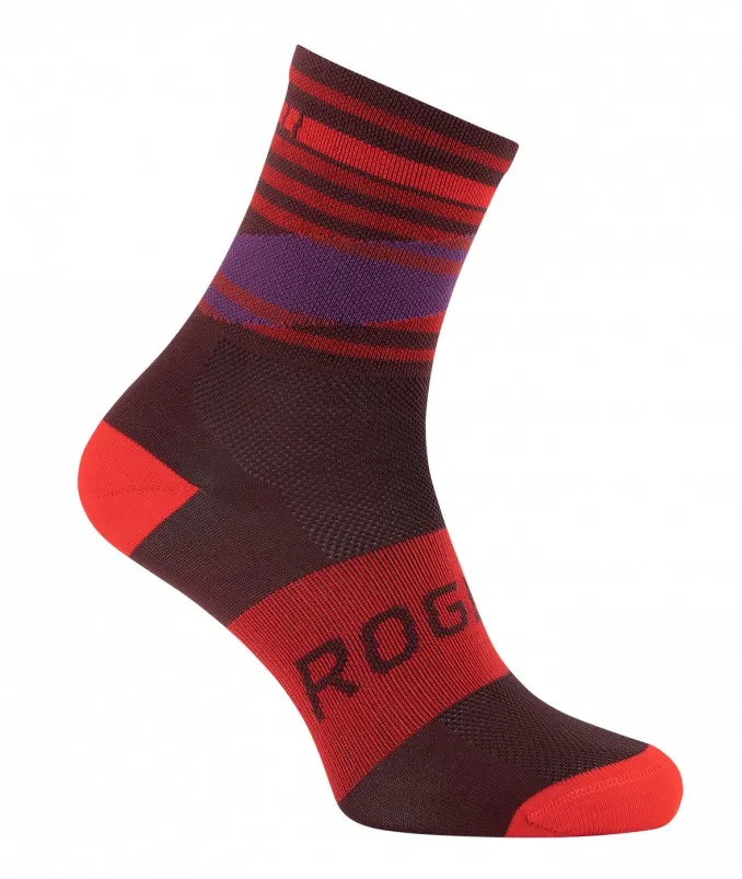 Rogelli Stripe Sykkelsokker - Bordeaux, Brun/rød