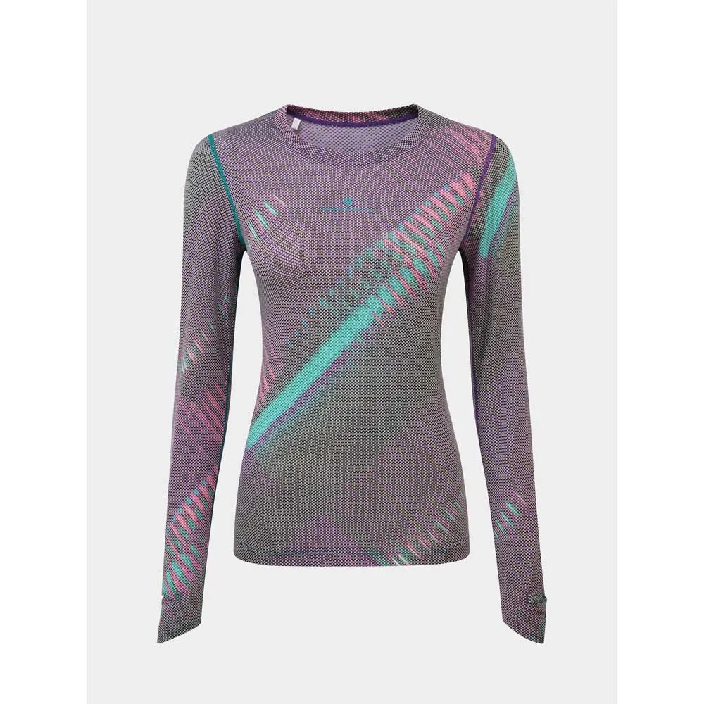 Ronhill Tech Golden Hour Langarmet T-skjorte female, Multi lightreflection